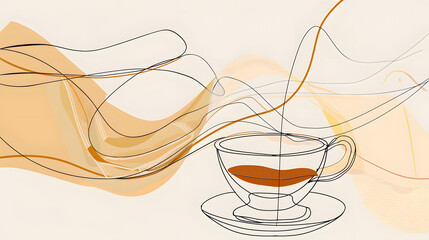 Wall Mural -  one line drawing, A close-up illustration of hand drip coffee