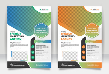 Corporate business flyer design template. Multi color corporate flyer template. Modern advertising magazine poster flier a4 print design.
