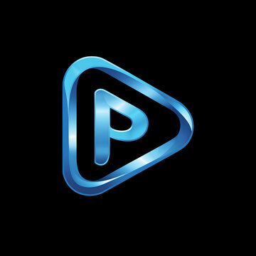 Blue Play Media Button Logo