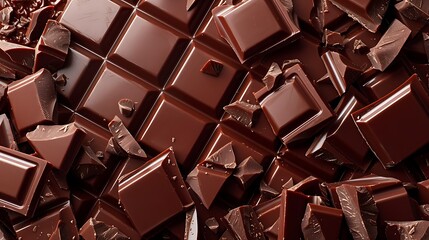 Wall Mural - Chocolate background with chunks of chocolate bars very detailed and realistic shape