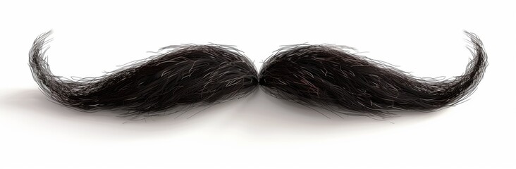 Black mustache, isolated on a white background, detailed illustration, high resolution