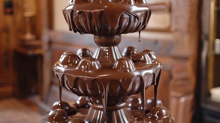 Wall Mural - Chocolate fountain top to bottom very detailed and realistic shape