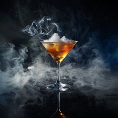 Sticker - A martini glass with a smokey haze surrounding it