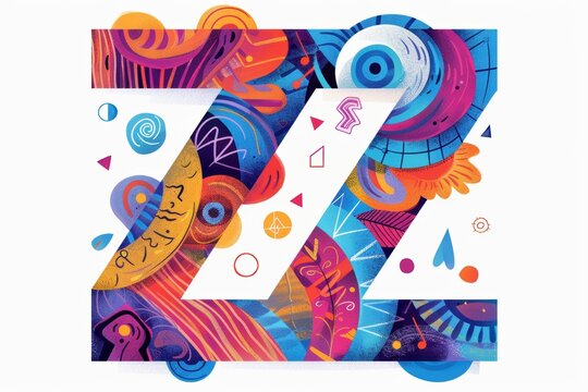 A playful illustration of the letter Z with each stroke forming a unique pattern or design. This illustration is perfect for projects that need a fun and lighthearted touch.