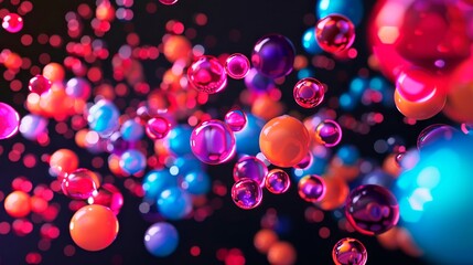 Canvas Print - colorful drops and molecules