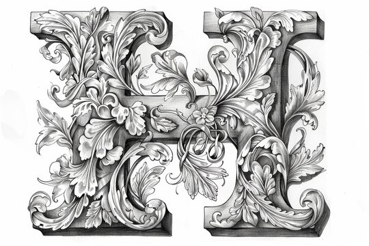 A hand-drawn illustration of the letter H with detailed line work and a unique artistic style ideal for adding a personal touch to creative projects.