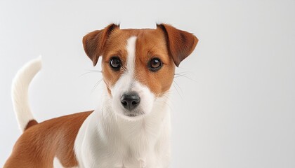 Poster - dog jack russell terrier stands on a white background