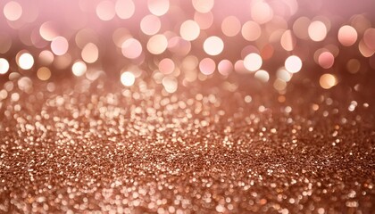 Wall Mural - rose gold glitter bokeh texture background rose gold bright and pink champagne sparkle glitter pattern background