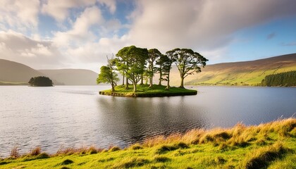 Wall Mural - trees on an island in the middle of a lake antrim county antrim northern ireland united kingdom
