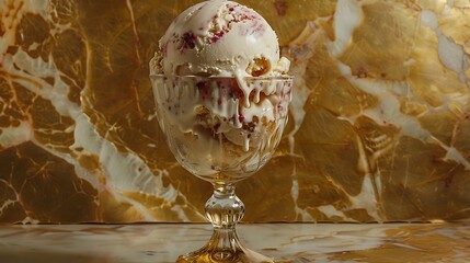 Wall Mural - Dates ice cream in a zombie glass golden background