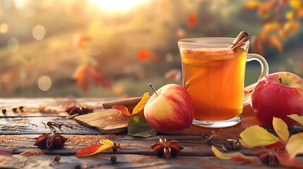 Flavorful apple cider near apricoat on a wooden table very detailed and realistic shape