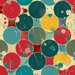 Poster - With grunge effect, this seamless circle pattern is colorful
