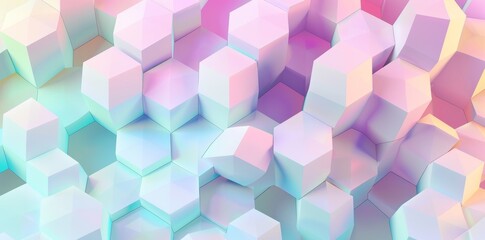 Poster - Geometric abstract background with isometric blocks and polygon shapes