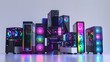 © jjxs - Engaging snapshot of a set collection displaying a range of custom gaming PC computers, featuring dark tinted glass windows