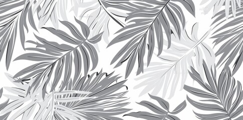 Wall Mural - Summer background or beach wallpaper with tropical exotic leaves or plants.