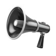 © Purichaya - Black and white megaphone isolated on white background, symbolizing communication, announcement, and broadcasting.