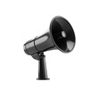 © Purichaya - Black megaphone on white background, perfect for highlighting announcements, communication, or marketing purposes.