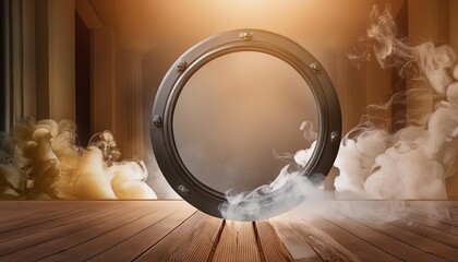 Wall Mural - smoke exploding outward from circular empty center dramatic smo