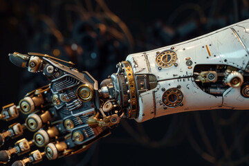 Poster - A robotic hand with a lot of gears and buttons
