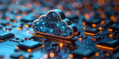 Wall Mural - 3D rendering of Cloud computing, network, technology concept