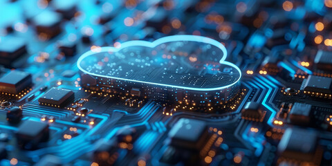 Wall Mural - 3D rendering of Cloud computing, network, technology concept