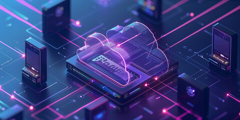 3D rendering of Cloud computing, network, technology concept