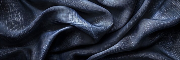 Wall Mural - Abstract dark grey fabric texture background with copy space, made of cotton material.