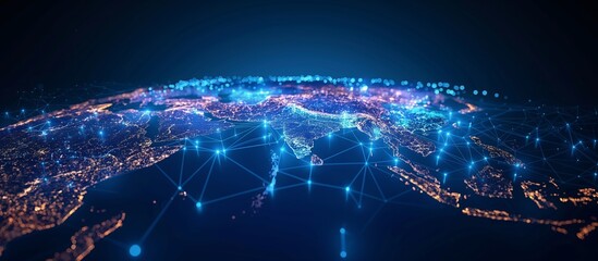 Digital world globe, concept of global network and connectivity, cyber technology, information exchange, high speed data transfer.
