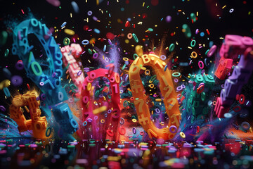 Wall Mural - A colorful explosion of numbers and letters