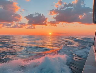 Canvas Print - Sunset Over Lake Michigan from a Boat