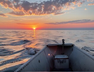 Canvas Print - Sunset Over Lake Michigan from a Boat