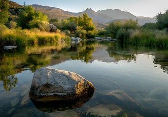 Sticker - Serene California High Desert Lake at Sunrise