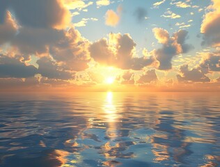 Sticker - Golden Sunrise Over Calm Ocean Waters