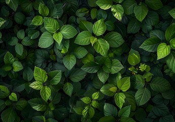 Wall Mural - Lush Green Leaves Texture in Garden