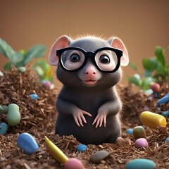 Canvas Print - Mole with glasses 3d