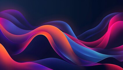 Wall Mural - Abstract Colorful Waves on Black Background