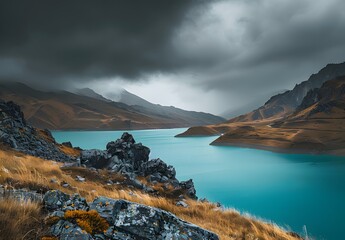 Sticker - Turquoise Lake in Dagestan Mountains