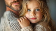 © Alex Alex - Close-up portrait of happy girl hugging young father, looking at camera, family image concept.