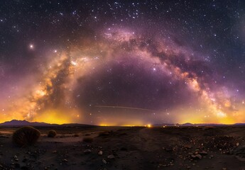 Sticker - Milky Way Galaxy Over Desert Landscape