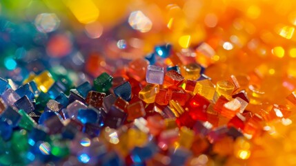Poster - A close-up shot showcasing the texture and vibrant colors of plastic granules
