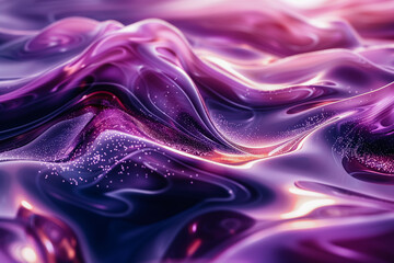 Poster - 3D render of purple abstract liquid creative wavy background