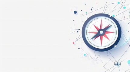 Leinwandbilder - A minimalist compass icon with clear lines on a white background. This simple and symbolic image is ideal for navigation apps and travel services. Generative AI