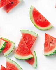 Wall Mural - a group of slices of watermelon on a white surface