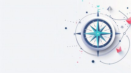 Poster - A clean, minimalist illustration of a compass with a white background. Perfect for navigation apps and travel services. Generative AI