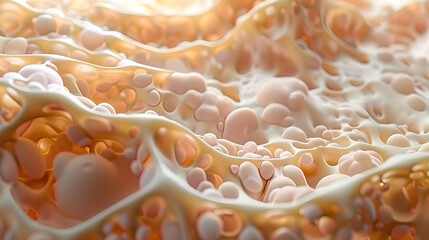 Poster - Saggy skin layer and skin cells, 3D rendering.