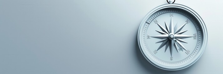 Aufkleber - A white compass on a white background, featuring a clear compass rose and cardinal directions. Generative AI