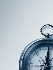 Fototapete - A close-up of a classic compass with a white face and clear black lines. The image is simple and symbolic, making it ideal for navigation apps and travel services. Generative AI