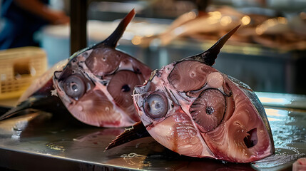 Wall Mural - fresh swordfish seafood at Ortigia Syracuse sicily fish market Italy