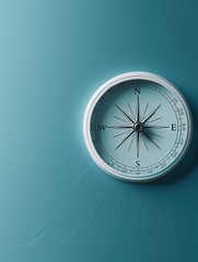 Fototapete - A classic compass with clear lines and a teal background, ideal for navigation apps and travel services. Generative AI