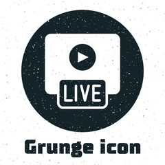Poster - Grunge Live streaming online videogame play icon isolated on white background. Monochrome vintage drawing. Vector